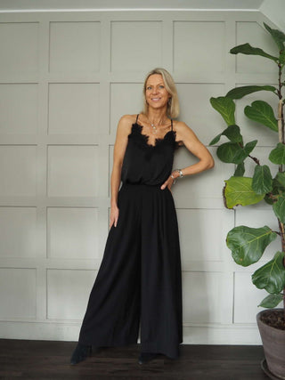 Sharyn Cross Back Camisole with Spaghetti Straps - Black, Blue, Ecru, Pink, Stone