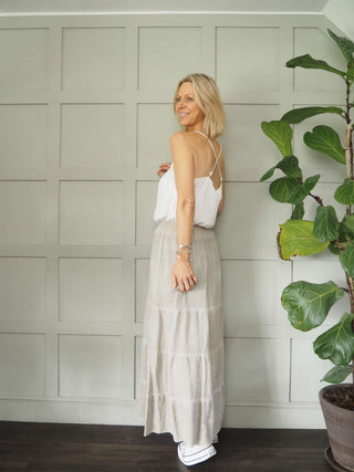 Sharyn Cross Back Camisole with Spaghetti Straps - Black, Blue, Ecru, Pink, Stone