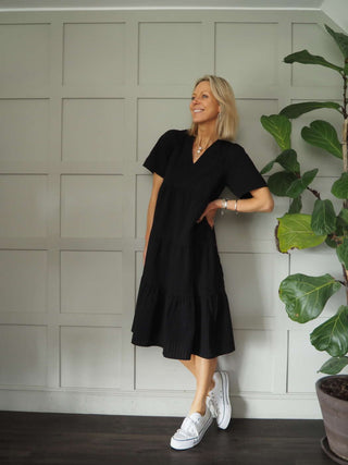 Pam Tiered Dress by Part Two - Black, Ivory