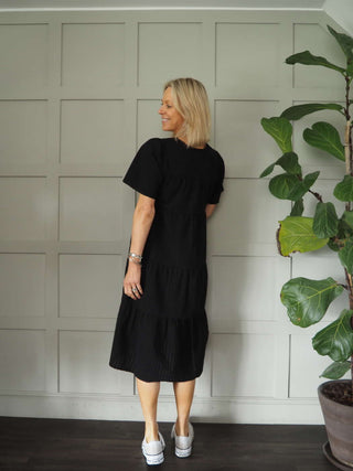 Pam Tiered Dress by Part Two - Black, Ivory