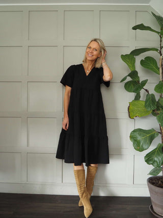 Pam Tiered Dress by Part Two - Black, Ivory