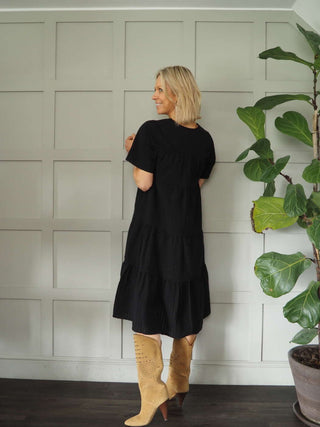 Pam Tiered Dress by Part Two - Black, Ivory