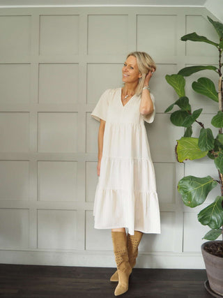 Pam Tiered Dress by Part Two - Black, Ivory