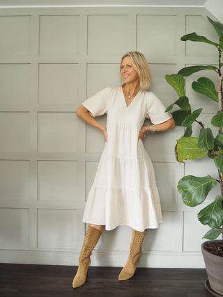 Pam Tiered Dress by Part Two - Black, Ivory