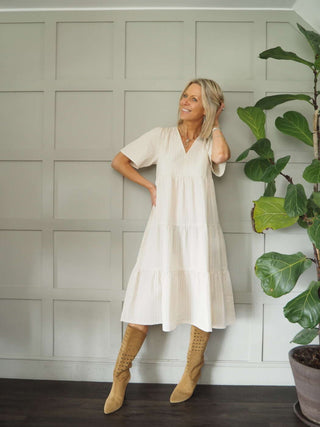 Pam Tiered Dress by Part Two - Black, Ivory