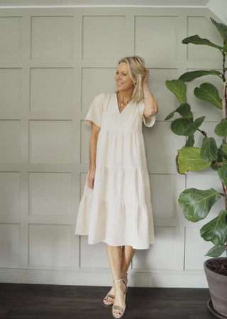 Pam Tiered Dress by Part Two - Black, Ivory