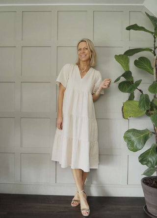 Pam Tiered Dress by Part Two - Black, Ivory