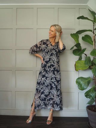 Berti Midi Dress by Part Two - Blue/Ecru