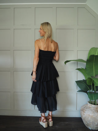 Sarita Cotton Bandeau Dress – Black, Off White