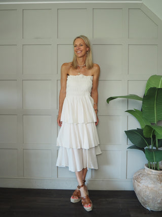 Sarita Cotton Bandeau Dress – Black, Off White