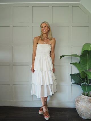 Sarita Cotton Bandeau Dress – Black, Off White
