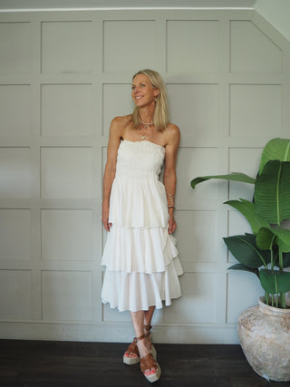 Sarita Cotton Bandeau Dress – Black, Off White