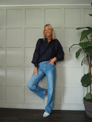 Ada Straight Leg Denim Jeans by Moss Copenhagen -Denim Blue, Grey