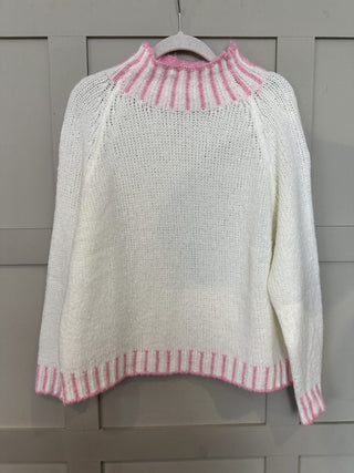 Una Turtle Neck with Contrasting Blanket Stitch Jumper, Best Seller - 17 Colours