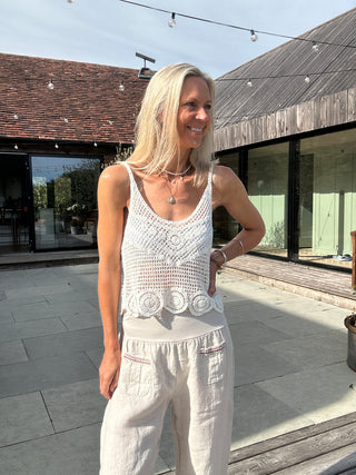 Kravitz Crochet Cami - Black, Off White