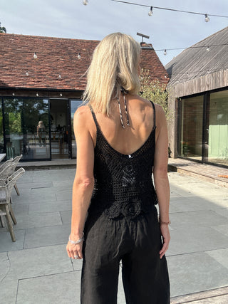 Kravitz Crochet Cami - Black, Off White