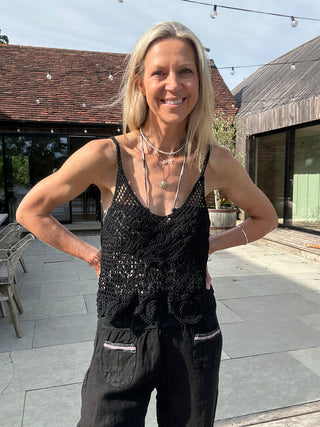 Kravitz Crochet Cami - Black, Off White