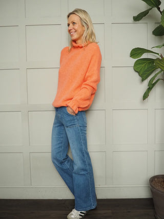 Alexa Turtle Neck Jumper with Ruffle Detail - Green, Sky Blue, Yellow