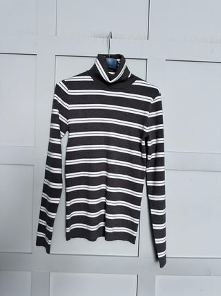 Spina Striped Polo Neck by Soaked - Black, Blue, Khaki