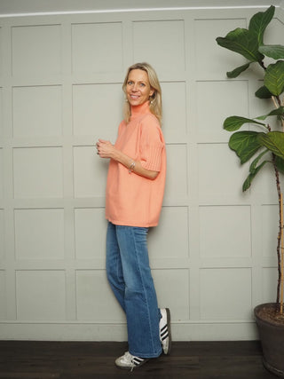 Nancy Ribbed TurtleNeck Jumper with Elbow Length Sleeves - Cobalt, Coral, Green, Pale Pink and Rose Pink