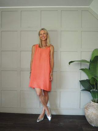 Camilla Cheesecloth Dress - Coral, Navy Blue, Sky Blue, White,