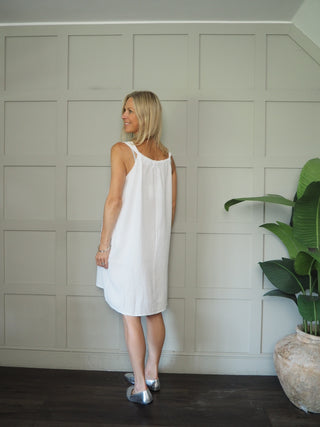 Camilla Cheesecloth Dress - Coral, Navy Blue, Sky Blue, White,