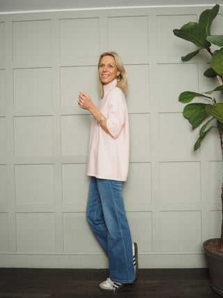 Nancy Ribbed TurtleNeck Jumper with Elbow Length Sleeves - Cobalt, Coral, Green, Pale Pink and Rose Pink