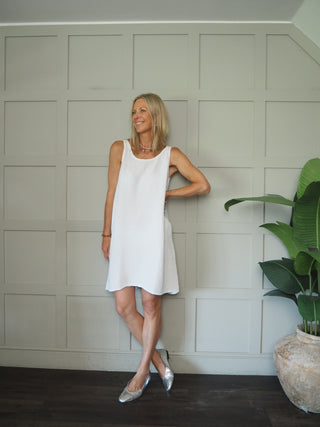 Camilla Cheesecloth Dress - Coral, Navy Blue, Sky Blue, White,