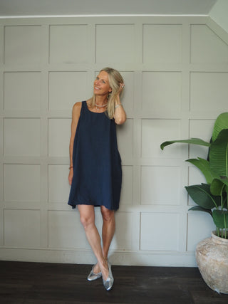 Camilla Cheesecloth Dress - Coral, Navy Blue, Sky Blue, White,