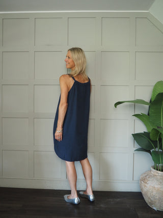 Camilla Cheesecloth Dress - Coral, Navy Blue, Sky Blue, White,