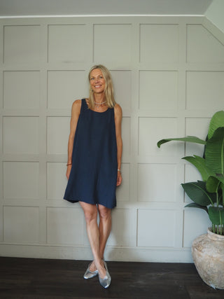 Camilla Cheesecloth Dress - Coral, Navy Blue, Sky Blue, White,