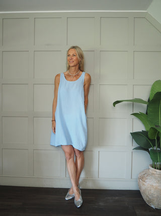 Camilla Cheesecloth Dress - Coral, Navy Blue, Sky Blue, White,