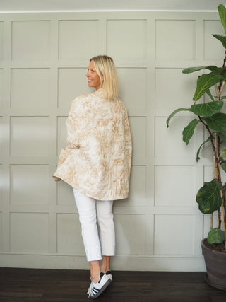 Sika Toile Print Relaxed Fit Jacket with Quilting Detail - Camel, Cobalt Blue and Khaki