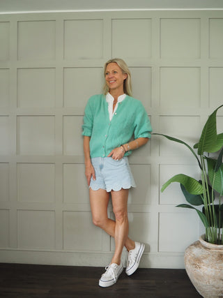 Lops Cardigan with Cropped Sleeves and Frill Cuffs - 7 Colours