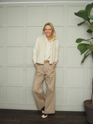 Iggy Wide Leg Jeans by Saint Tropez - Biscuit