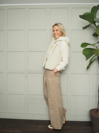 Iggy Wide Leg Jeans by Saint Tropez - Biscuit