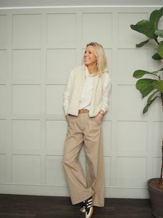 Iggy Wide Leg Jeans by Saint Tropez - Biscuit