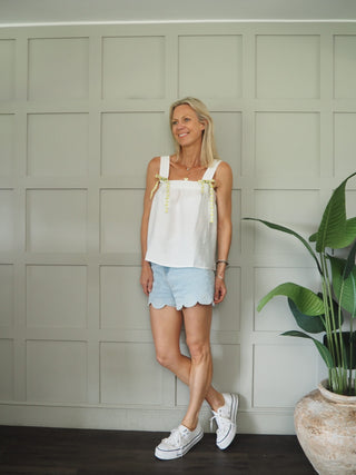 Lewes Blouse with Ribbon Detail - Off White