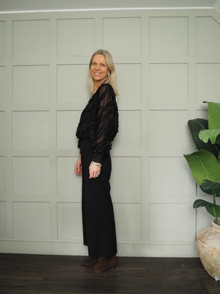 Byhallie Blouse with Tie Neckline By B Young - Black