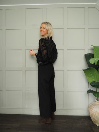 Byhallie Blouse with Tie Neckline By B Young - Black