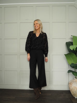 Byhallie Blouse with Tie Neckline By B Young - Black