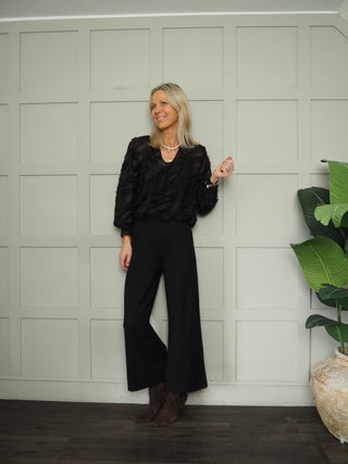 Byhallie Blouse with Tie Neckline By B Young - Black