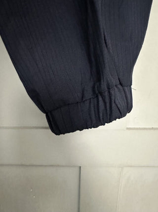 Ally Trousers with Satin Pin Stripe &amp; Elasticated Ankle Cuff by Moss Copenhagen - Navy Blue