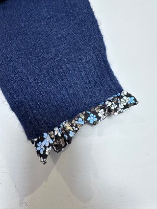 Cambridge Cardigan with Floral Details - Navy