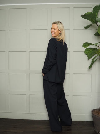 Maelynn Double Breasted Pin Stripe Blazer by Moss Copenhagen - Navy Blue