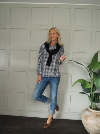 Jacki Shirt- Black/Off White Gingham