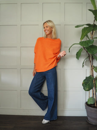 Rodeo Batwing On/Off The Shoulder Jumper - Cornflower Blue, Khaki, Navy Blue, Orange, Pink
