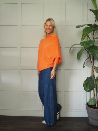 Rodeo Batwing On/Off The Shoulder Jumper - Cornflower Blue, Khaki, Navy Blue, Orange, Pink