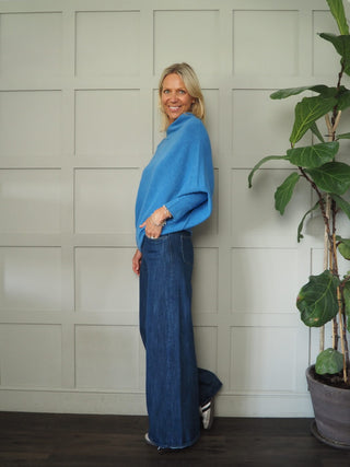 Rodeo Batwing On/Off The Shoulder Jumper - Cornflower Blue, Khaki, Navy Blue, Orange, Pink