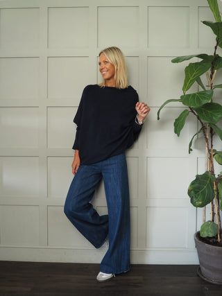 Rodeo Batwing On/Off The Shoulder Jumper - Cornflower Blue, Khaki, Navy Blue, Orange, Pink